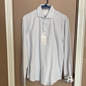 Denim & Flower Sky Blue Dress Shirt with Floral Cuffs NWT